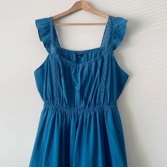 NWT Torrid Lace Trim Tiered Mini Dress Women’s 2X Blue Cottagecore Festival - Picture 4 of 10